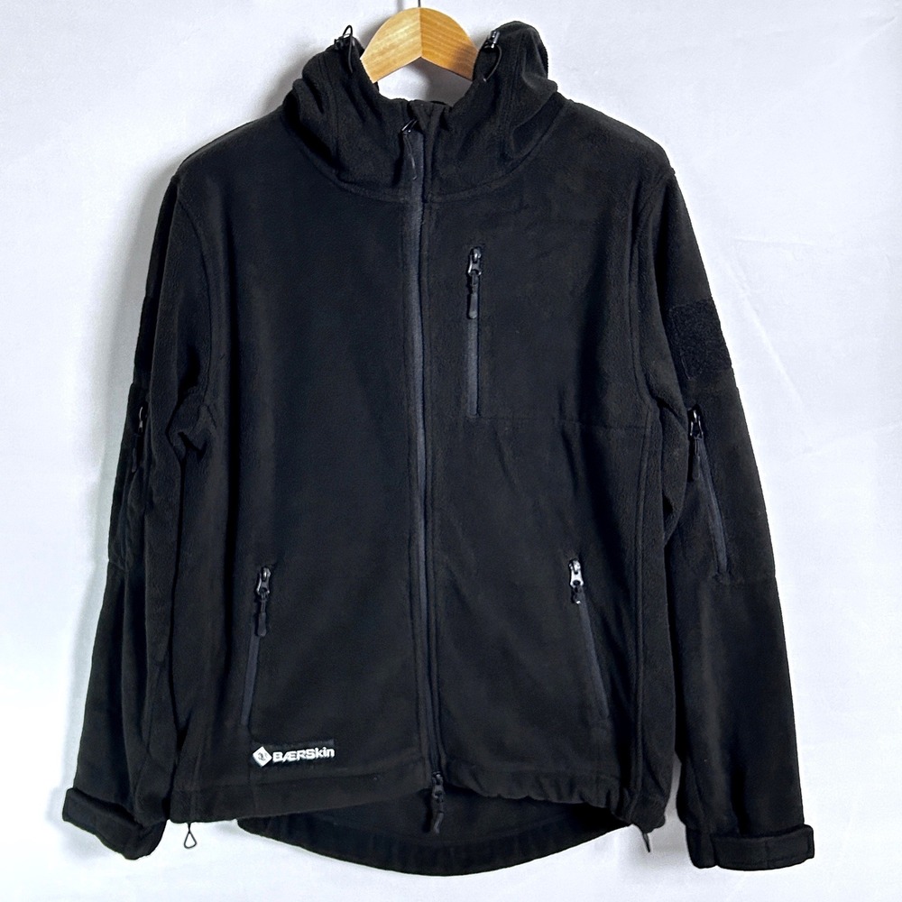 BAERSkin Tactical Hoodie Mens Large Black Fleece Full Zip Hooded Jacket Gorpcore